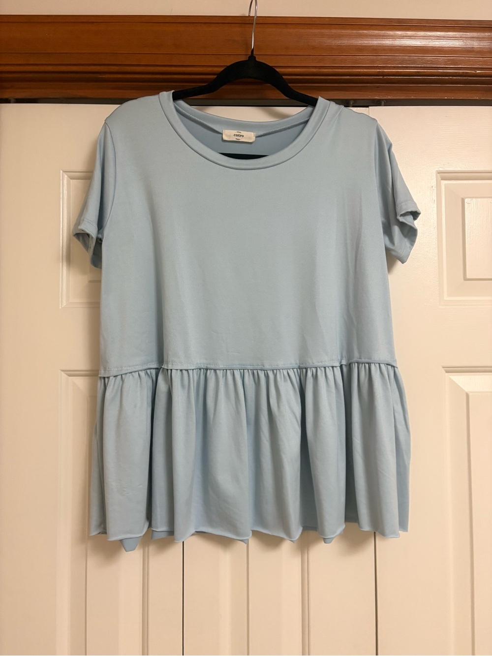 Light Blue Peplum Tee - Casual Women's Top